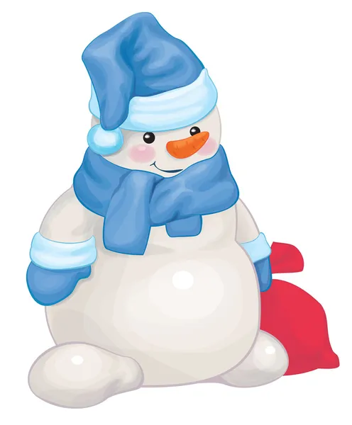 Funny snowman cartoon. — Stock Vector