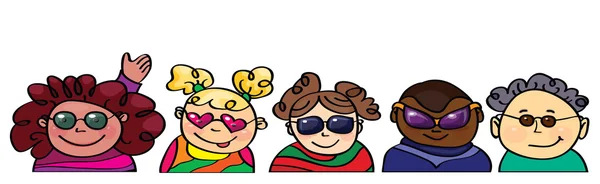 Vecteur fun enfants dans des lunettes . — Image vectorielle