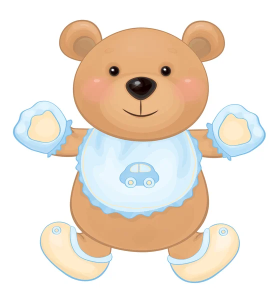 Bonito menino urso bebê — Vetor de Stock