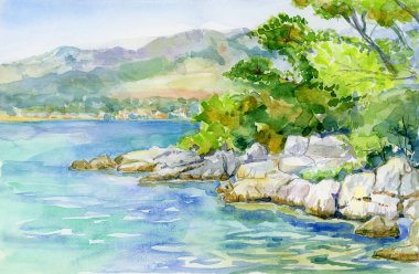 Croatia. Split. Watercolor illustration.