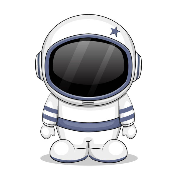 Cute cartoon astronaut.  Vector illustration of a man on a white background.