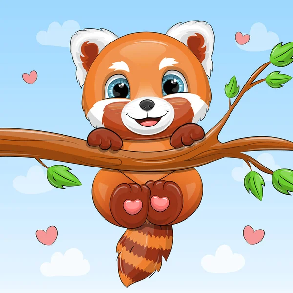 Panda vermelho cartoon ilustração em vetor kawaii