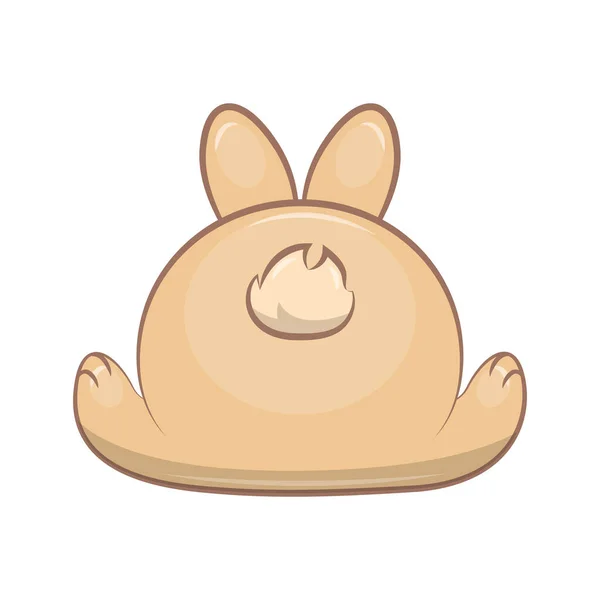 Cute Cartoon Rabbit Butt Tail Paws Vector Illustration Animal White — 스톡 벡터