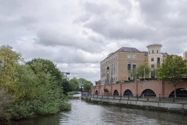 Vue Des Maisons Bord Rivière Kennet Dans Centre Ville Reading — Photo