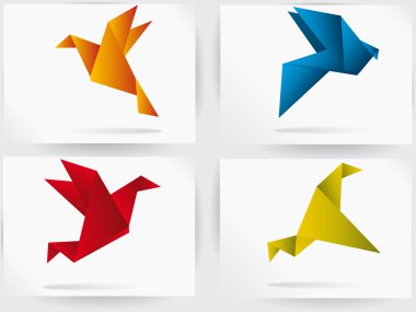 Origami japan paper flying bird clipart