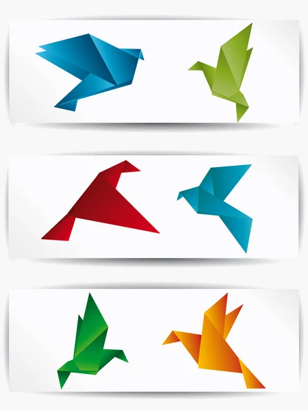 Origami papel japonés pájaro volador — Vector de stock