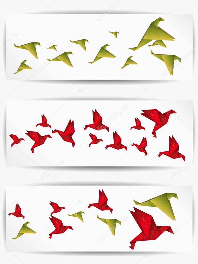 Oiseau En Vol Sur Papier Origami Japon Image Vectorielle