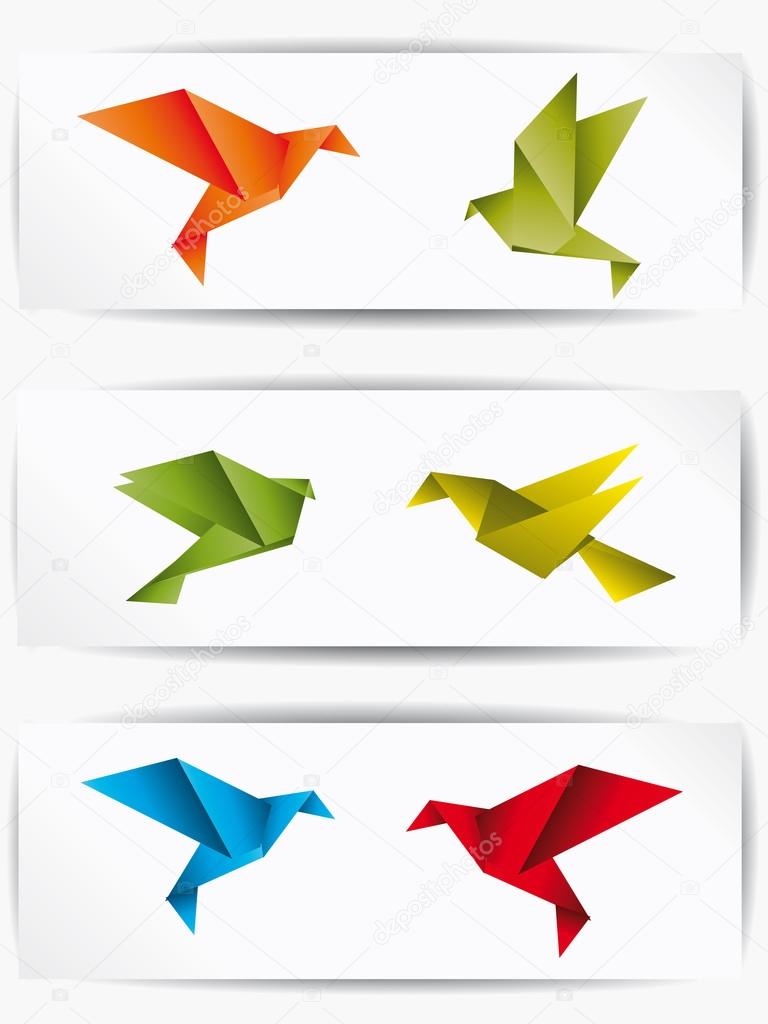 Oiseau En Vol Sur Papier Origami Japon Image Vectorielle