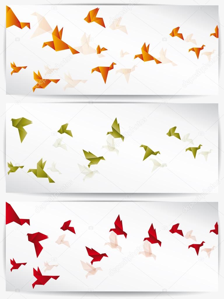 Origami japan papier vliegende vogel — Stockvector © floral_set 18343921