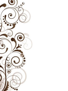 çiçek öğeleri ve swirls ile süs sınır