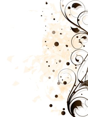 çiçek öğeleri ve swirls ile süs sınır