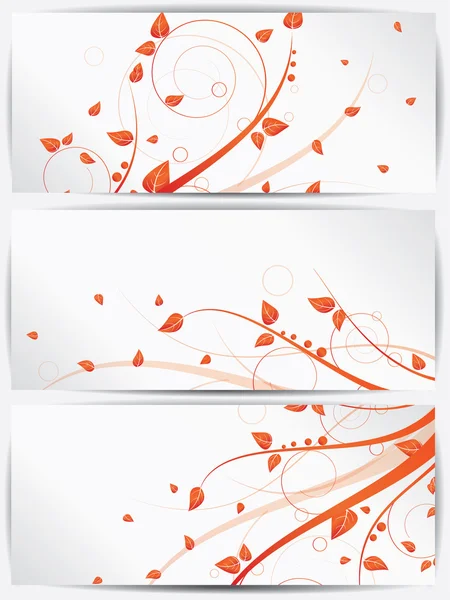 Set of abstract cards with flowers and floral elements — Stock Vector