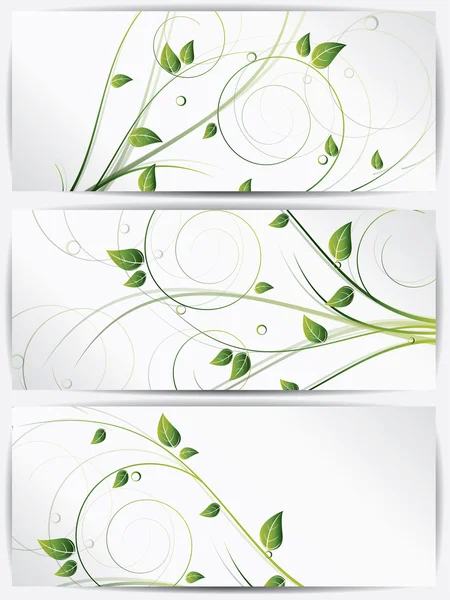 Set of abstract cards with flowers and floral elements — Stock Vector