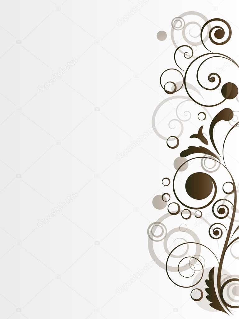 Ornamental border with floral elements and swirls