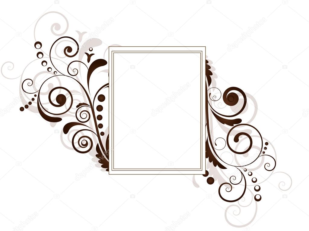 Floral frame with swirls and place for text