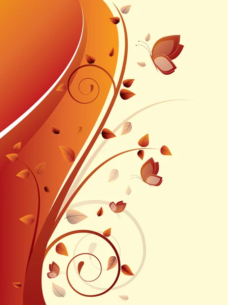 Fondo abstracto con olas y elementos florales — Archivo Imágenes Vectoriales