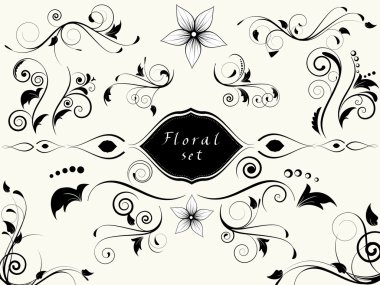 çiçek bahar öğelerine swirls ve çiçekler