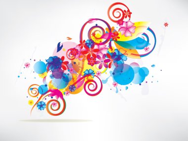 renkli çiçek çiçekler ve swirls kompozisyonu