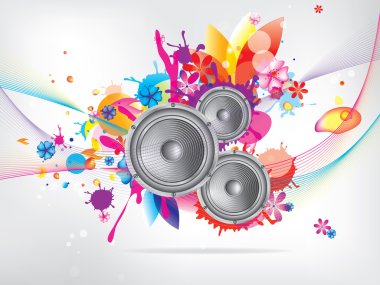 müzik arka plan ile çiçek öğeleri