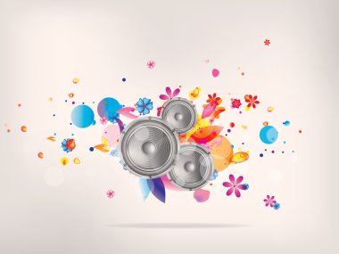 müzik arka plan ile çiçek öğeleri