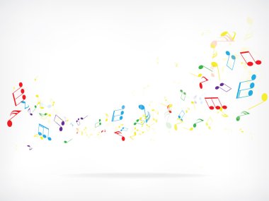 Abstract design background with colorful music notes clipart