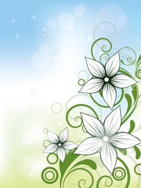 swirls ve çiçek çiçek bahar arka plan