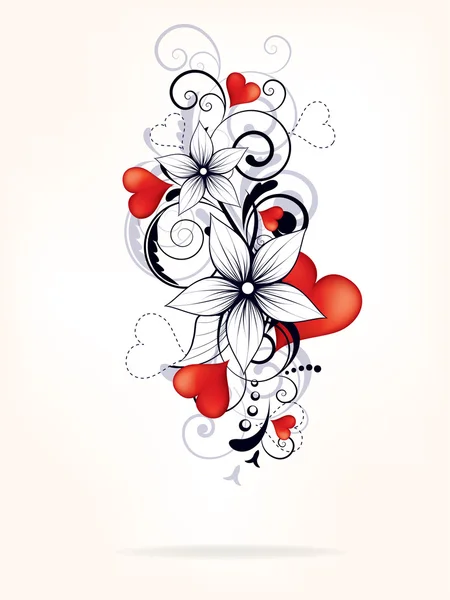 Абстрактный цветочный фон с сердцем и цветами — стоковый вектор