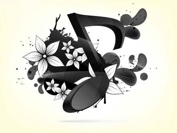 Fond musical avec des notes et des éléments floraux — Image vectorielle