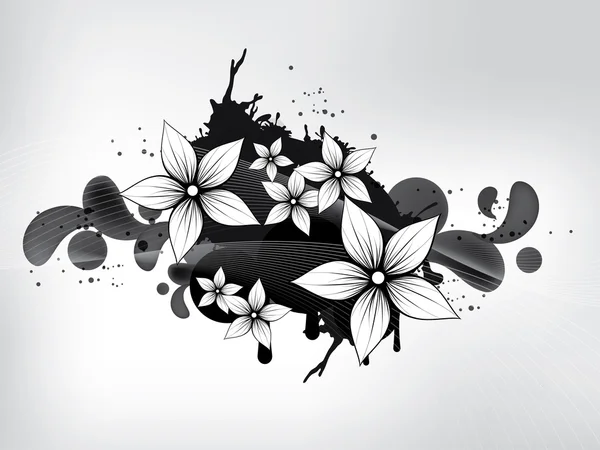 Elementos florales de primavera con remolinos y flores — Vector de stock