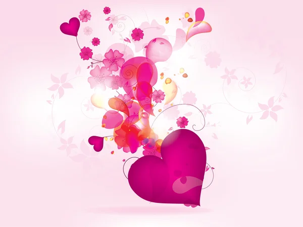 Abstract floral background for valentines day with heart — Stock Vector