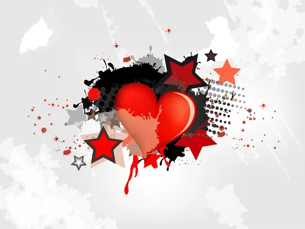 Grunge พื้นหลังนามธรรมด้วยหัวใจ — ภาพเวกเตอร์สต็อก
