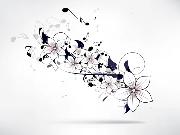 Abstract musical floral background — Stock Vector