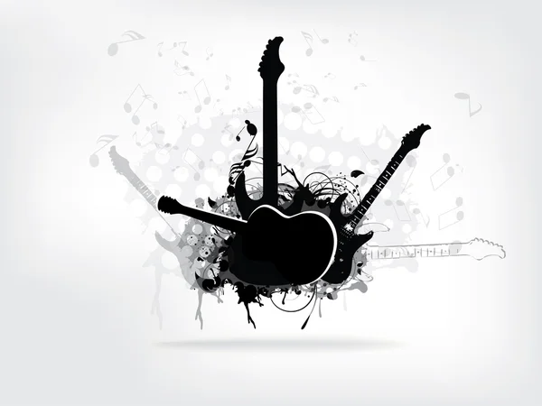 Abstract grunge music background with guitar — Stock Vector