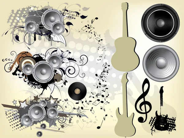 Abstract grunge music background with guitar — Stock Vector