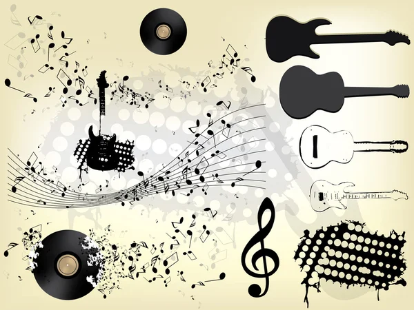Abstract grunge music background with guitar — Stock Vector
