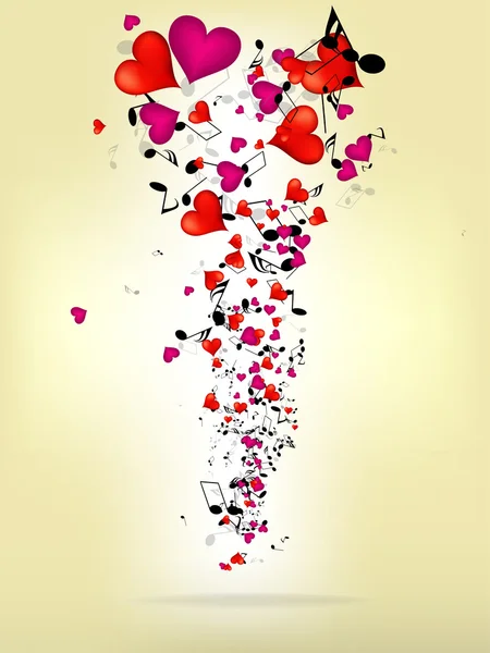 Music background with hearts — Stock Vector