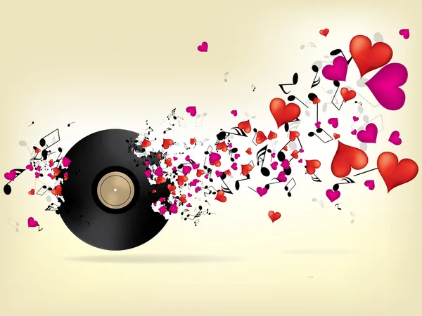 Music background with hearts — Stock Vector