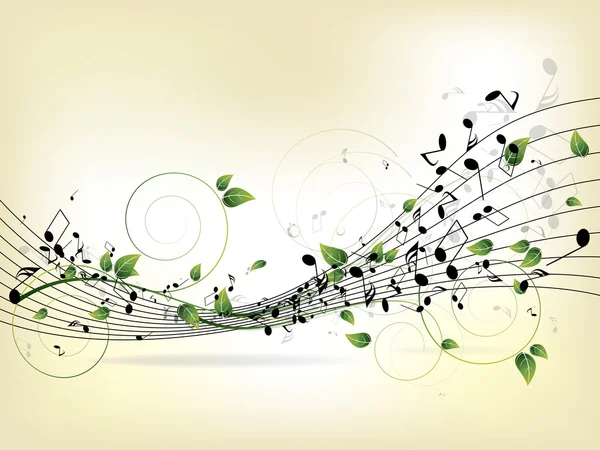 Цветочный музыкальный фон с нотами — стоковый вектор