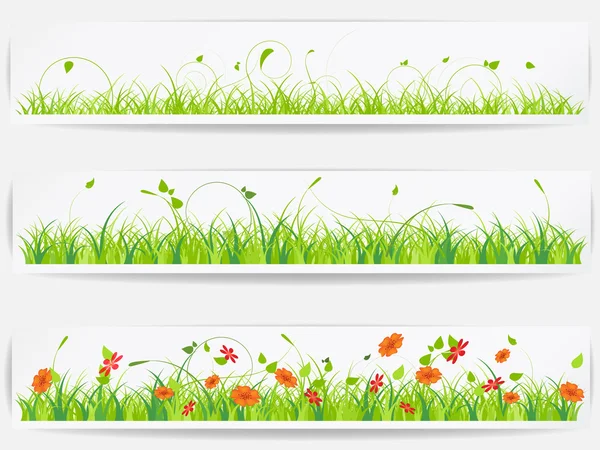 Set van achtergronden met vector groen gras — Stockvector