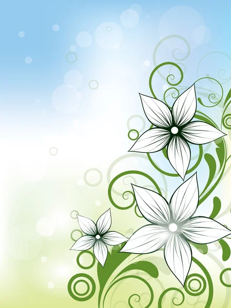 Fondo de primavera floral con remolinos y flores — Vector de stock