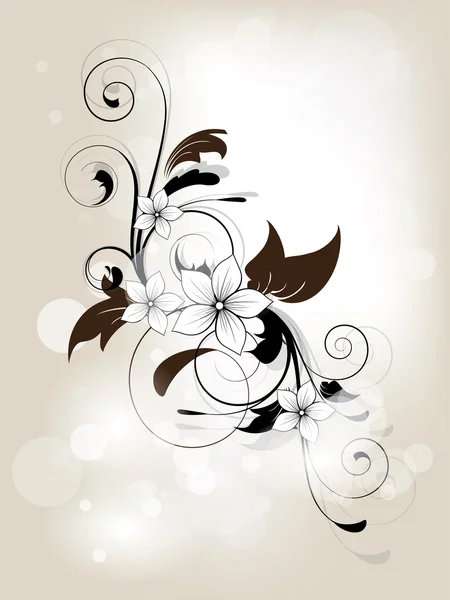 Fondo de primavera floral con remolinos y flores — Vector de stock