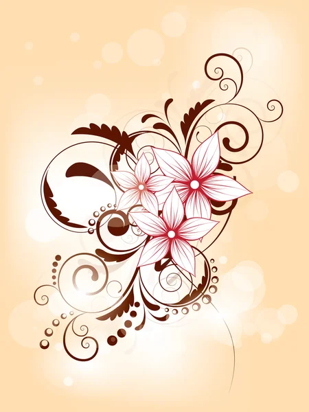 Fond printanier floral avec tourbillons et fleurs — Image vectorielle