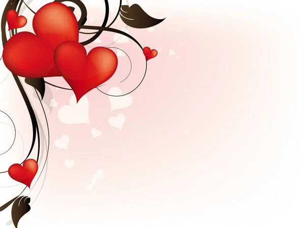 Hintergrund mit Herzen und floralen Elementen zum Valentinstag — Stockvektor