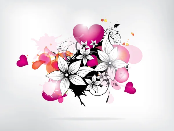 Abstract background with flowers and heart — Stock Vector