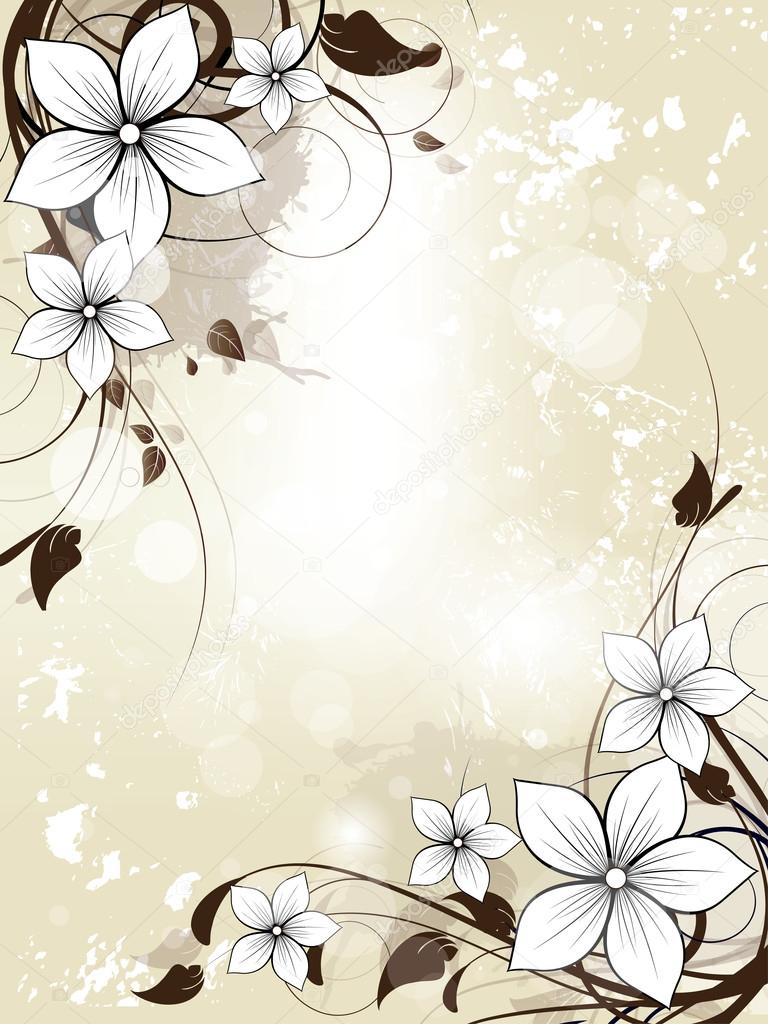Abstract floral spring background with flowers and swirls