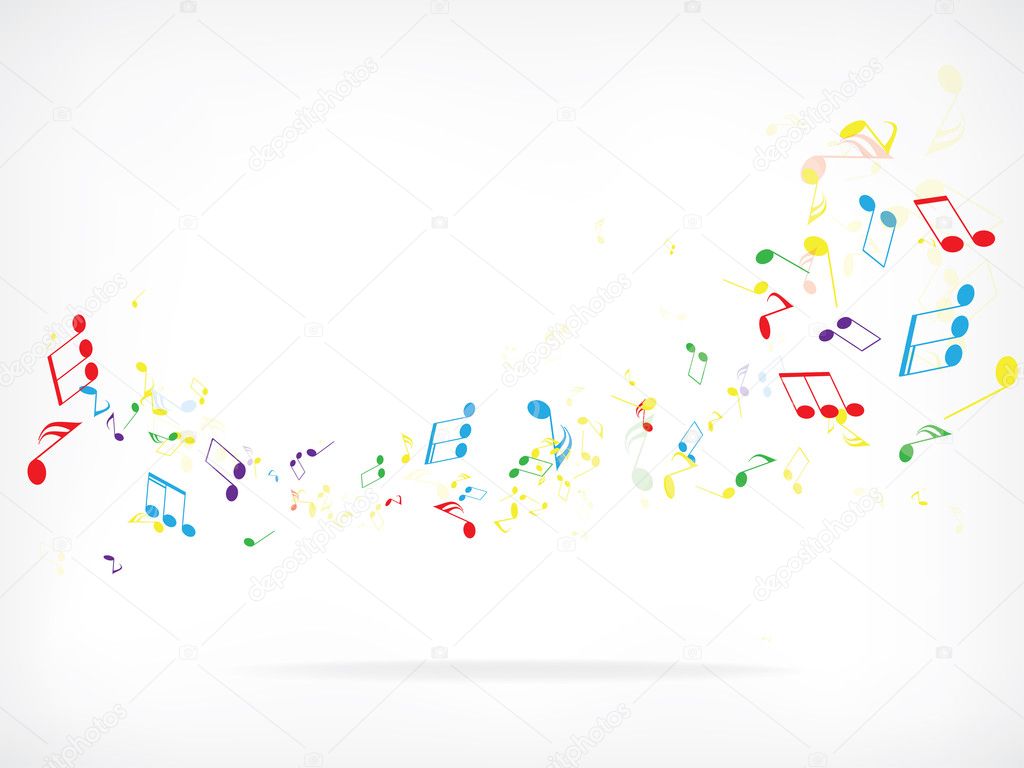 Abstract design background with colorful music notes