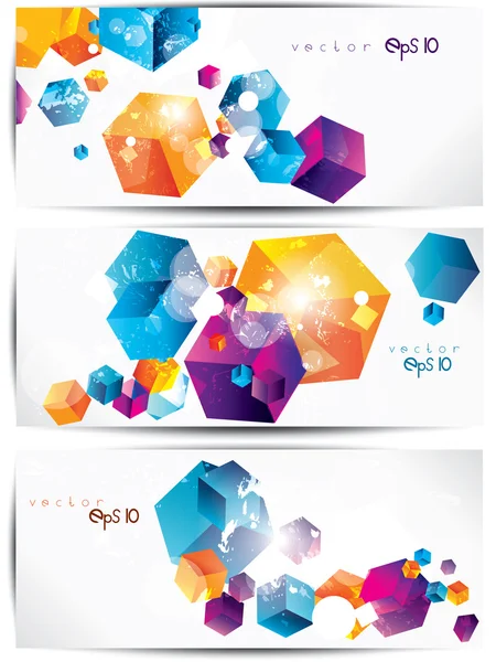 Set of abstract colorful web headers and cards — Stock Vector