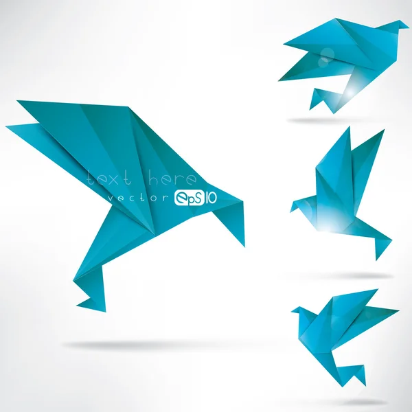 Origami papier ptak na streszczenie tło — Wektor stockowy