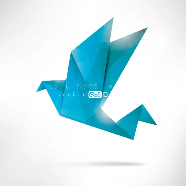 Origami oiseau de papier sur fond abstrait — Image vectorielle