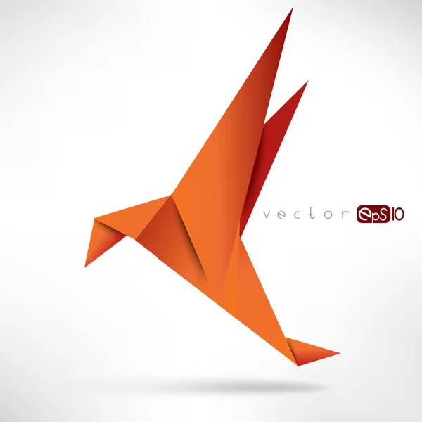 Origami pájaro de papel sobre fondo abstracto — Vector de stock